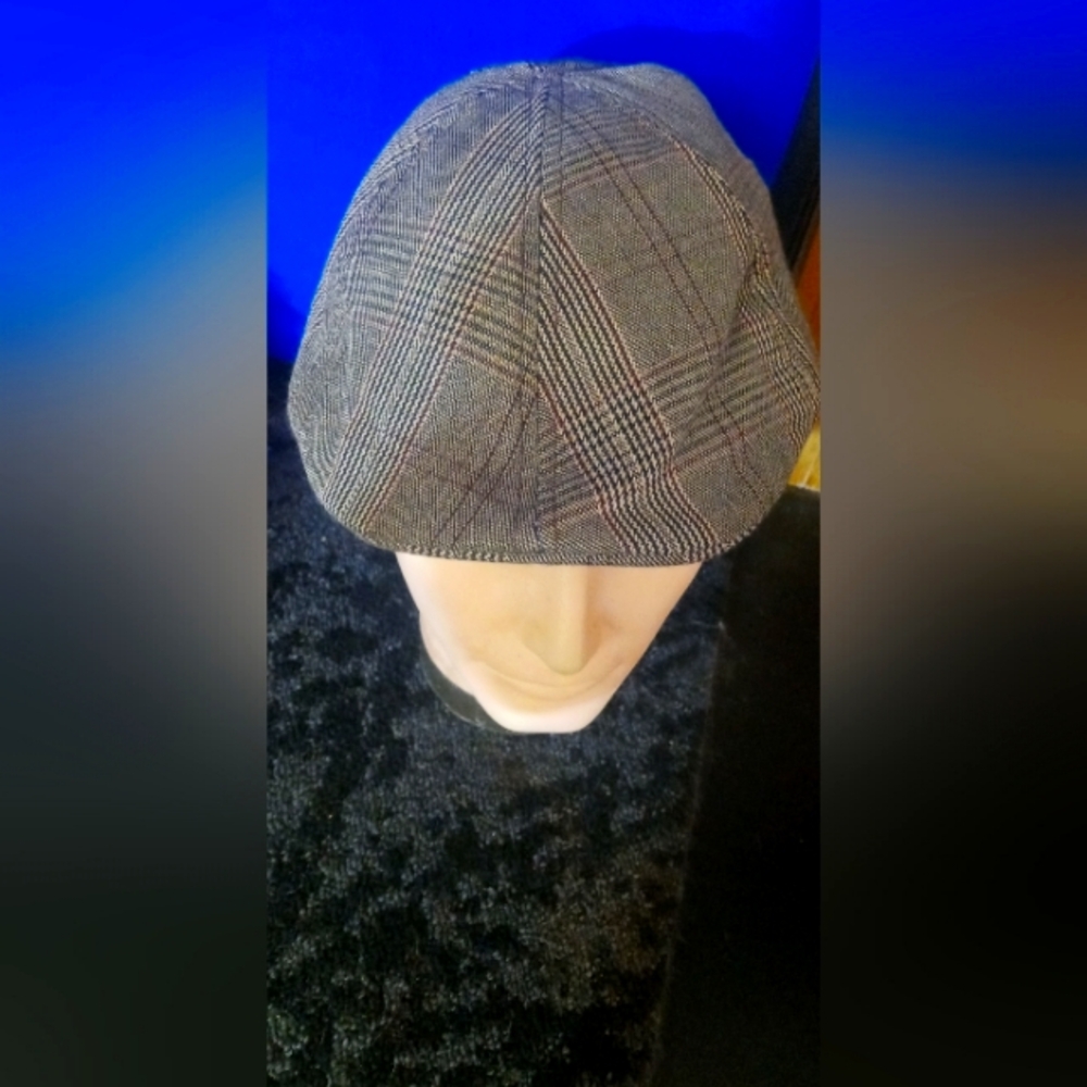 Men's Plaid Flat Cap - Gray vintage style